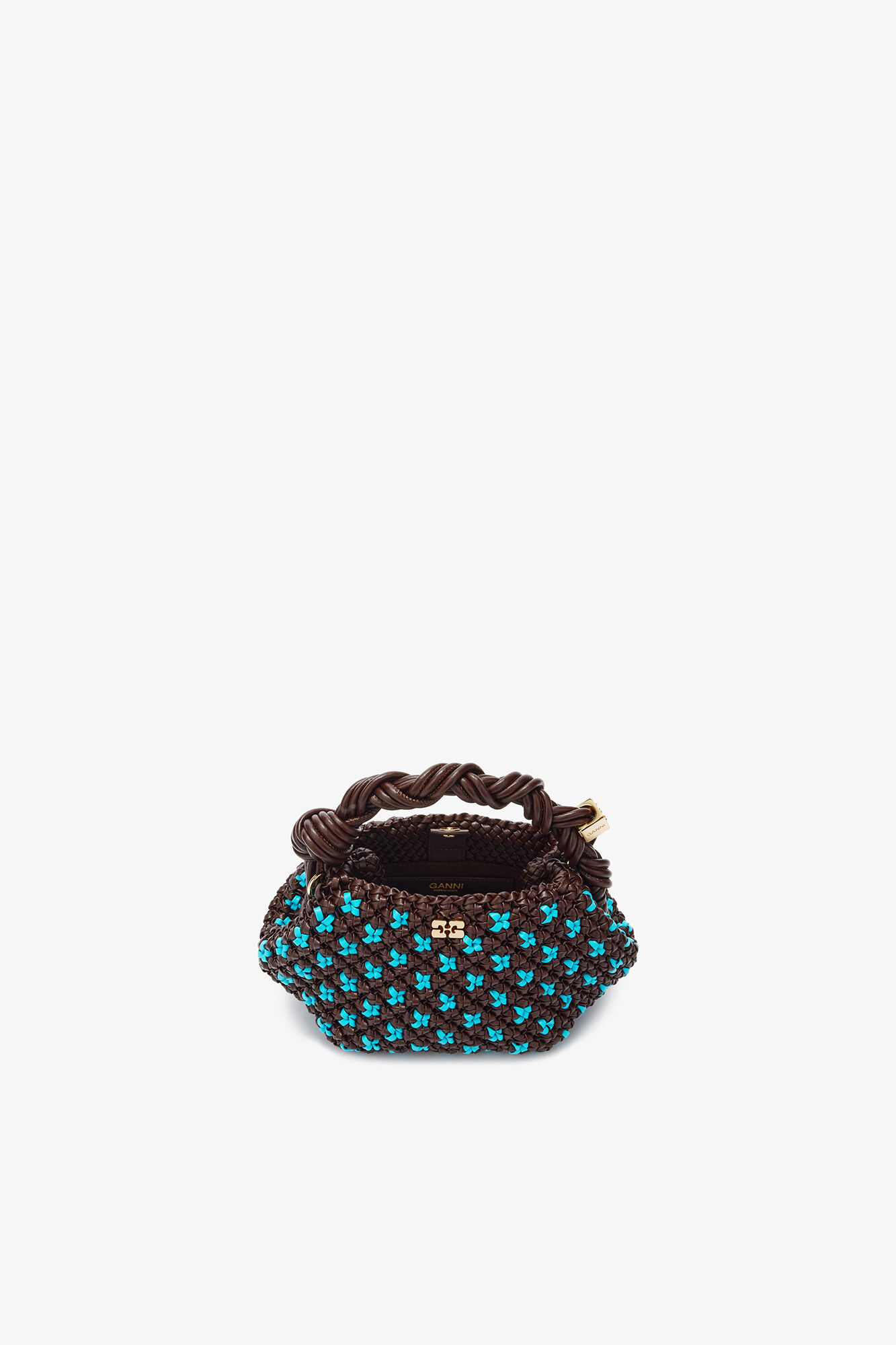 Sac mini Bou tressé marron, Recycled Leather, in colour Chicory Coffee - 3 - GANNI