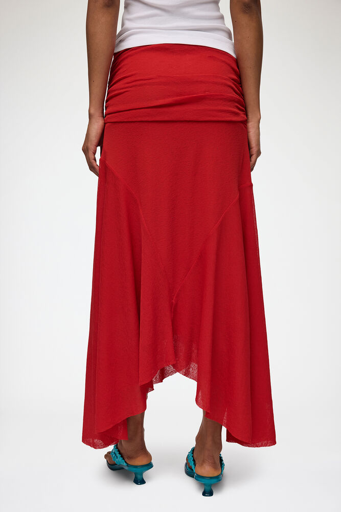 Long Skirt in Red Marl Mesh, Goji Berry