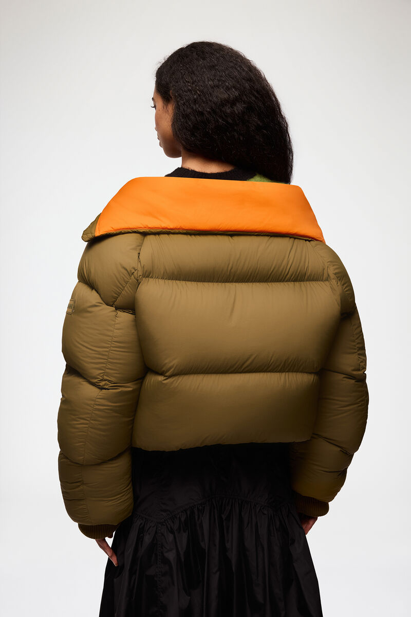 Puffer in Green Future Nylon, Recycled Polyamide, in colour Military Olive - 3 - GANNI