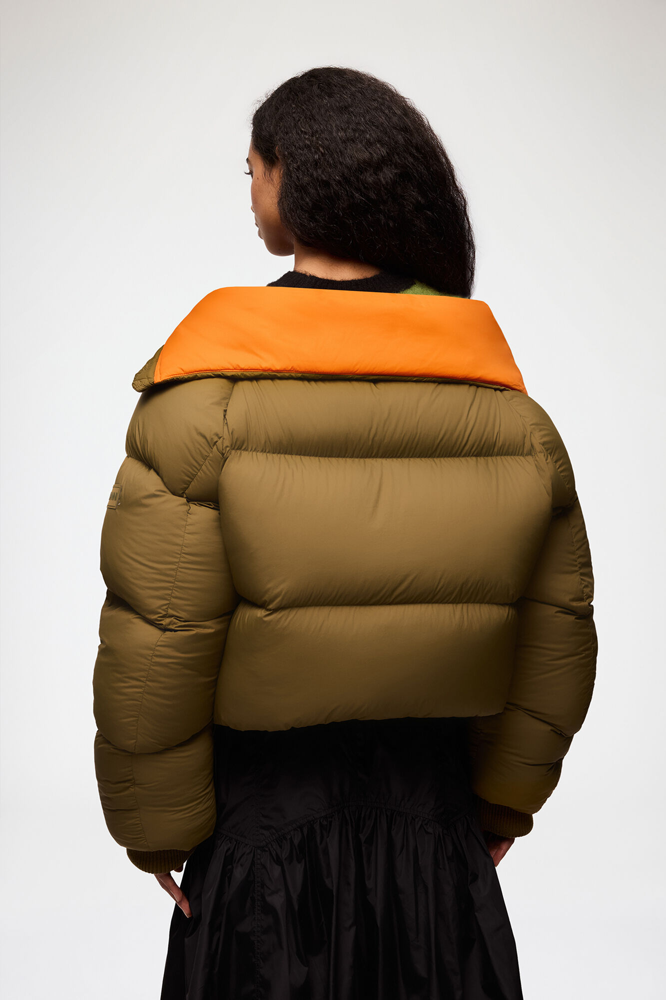 Puffer in Green Future Nylon, Recycled Polyamide, in colour Military Olive - 3 - GANNI