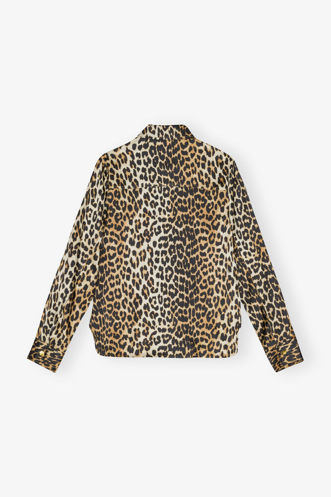 Leopard Print Satin Shirt, Leopard