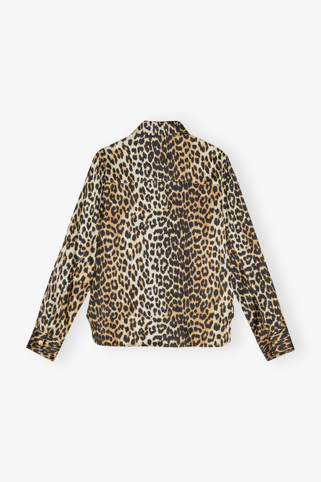 Leopard Print Satin Shirt, Viscose, in colour Leopard - 2 - GANNI