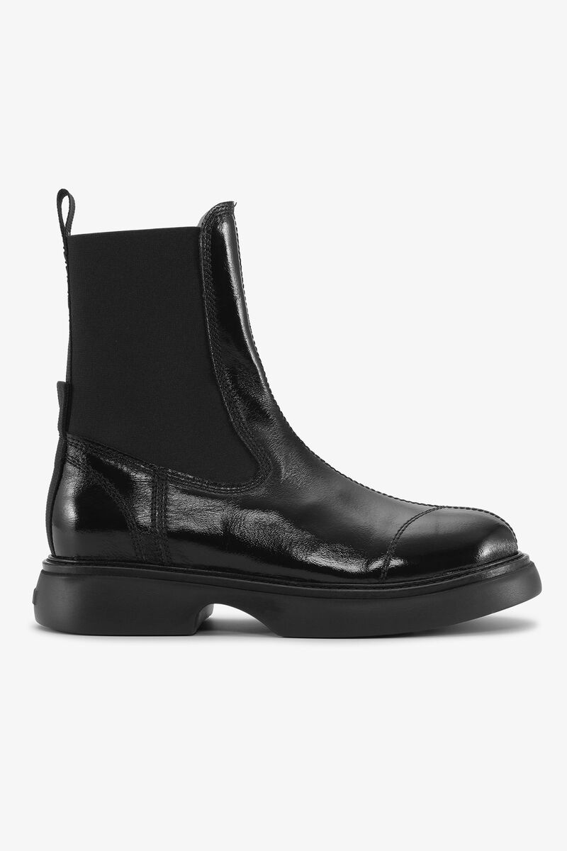 Black Mid Chelsea Boots, Recycled Polyester, in colour Black/Black - 1 - GANNI