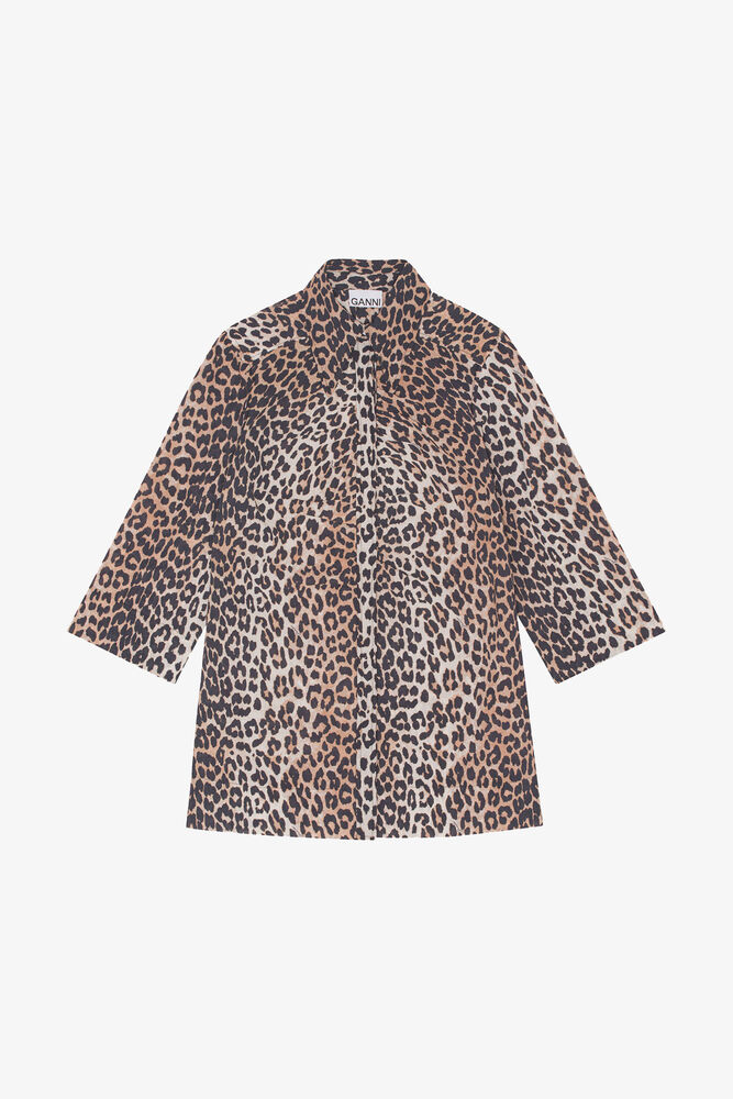 Leopard Print Cotton Shirt, Leopard
