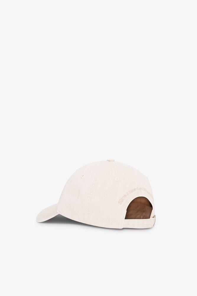 Cap in White Washed Cotton Canvas, Egret