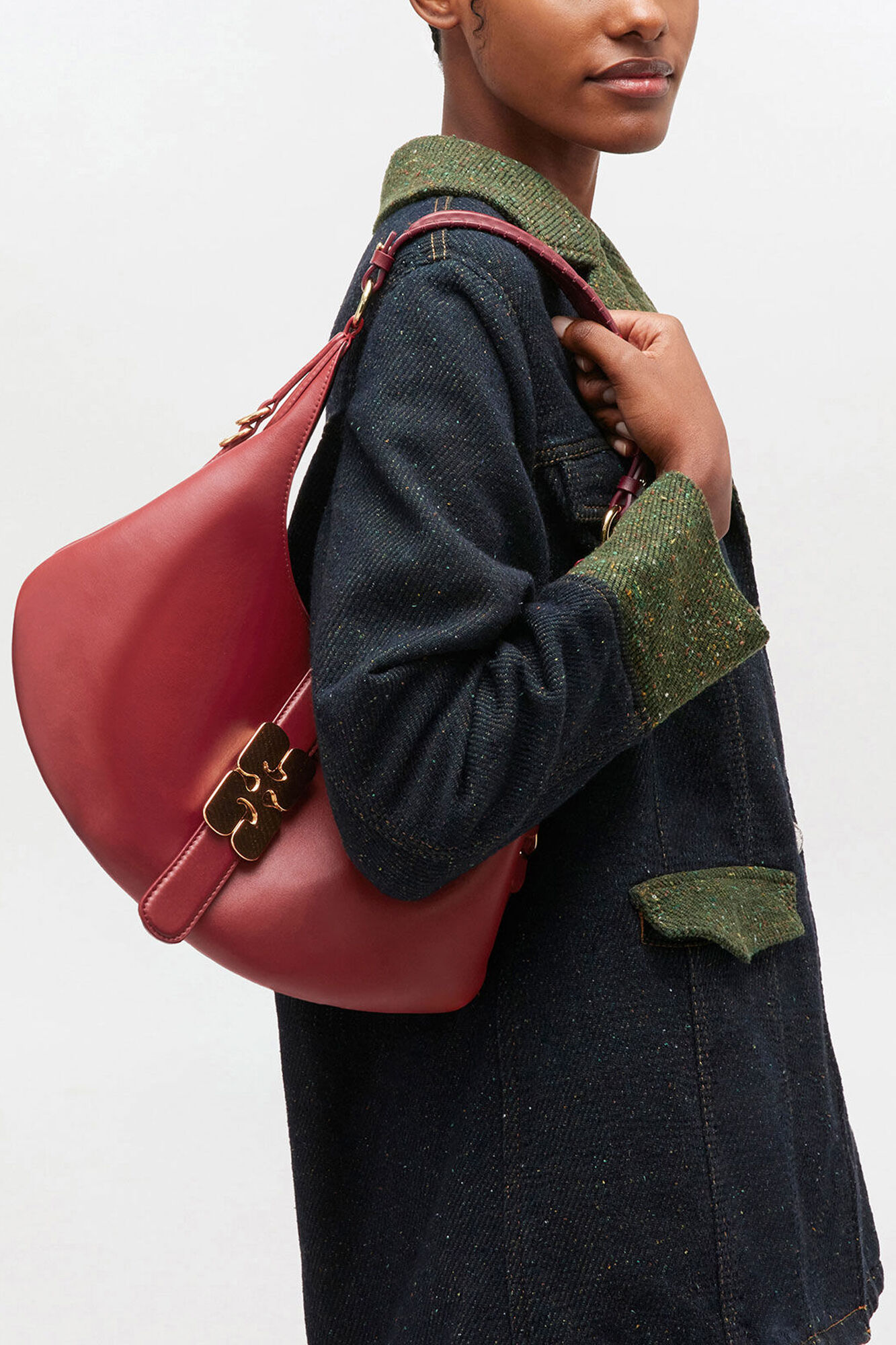 Petit sac Kat rouge, Recycled Leather, in colour Red Dahlia - 1 - GANNI