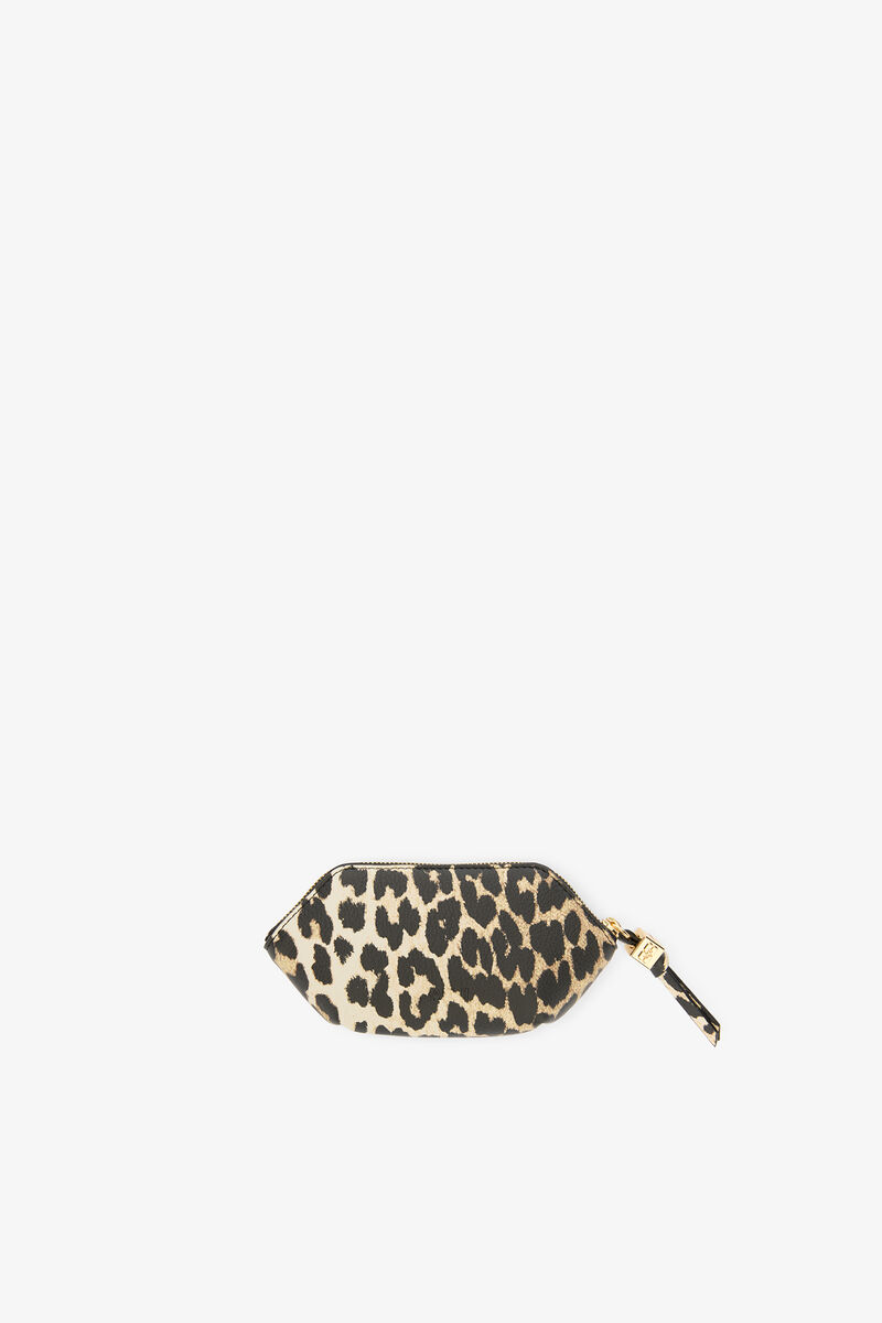 Daisy Duck Coin Purse in Grained Leopard, Recycled Polyester, in colour Almond Milk - 2 - GANNI