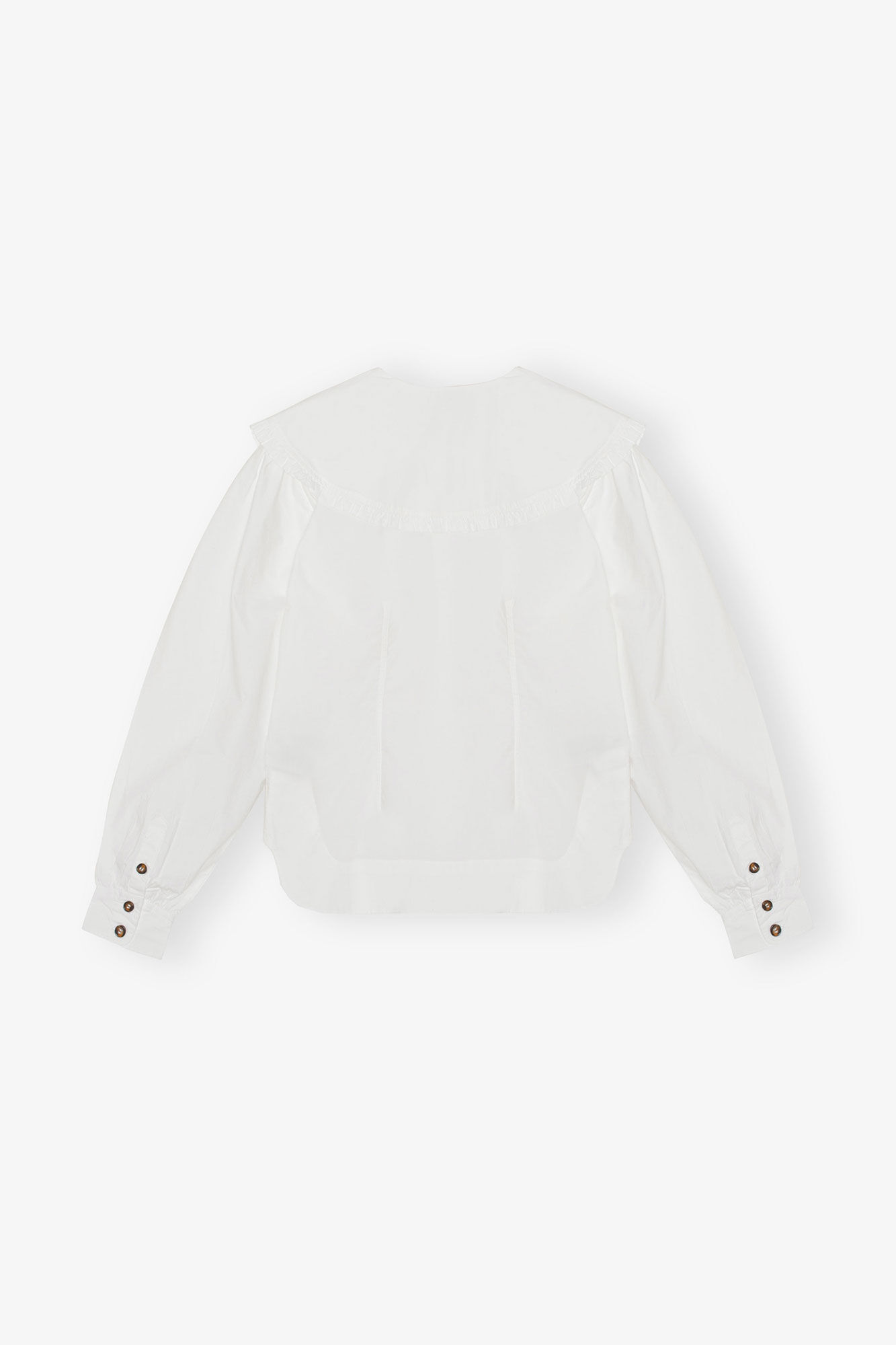 White Frill Collar Poplin Skjorte, Cotton, in colour Bright White - 2 - GANNI