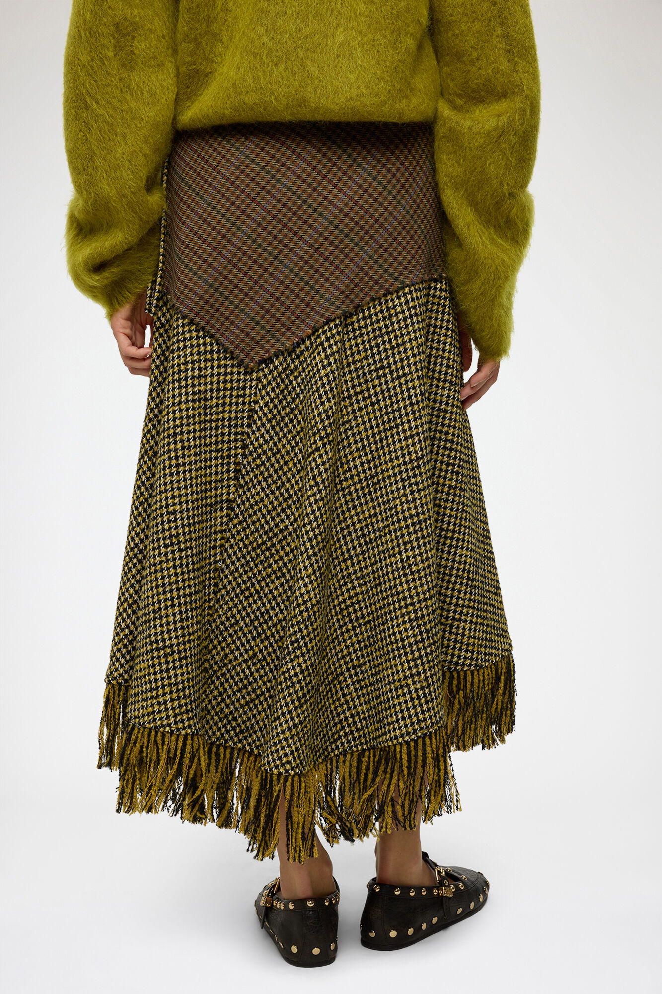 Skirt in Patchwork Check, Acrylic, in colour Multicolour - 3 - GANNI