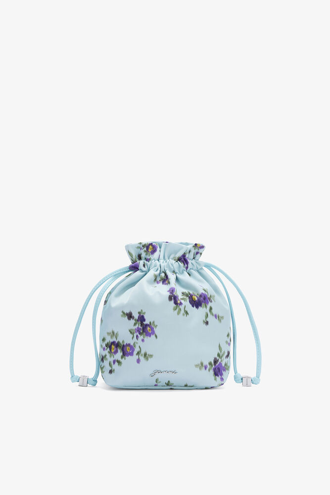 Pouch in Printed Nylon, Iced Aqua