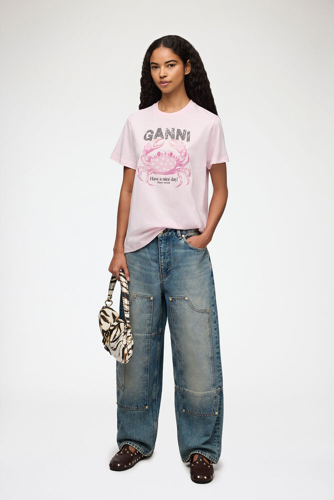 T-shirt with Crab, Chalk Pink