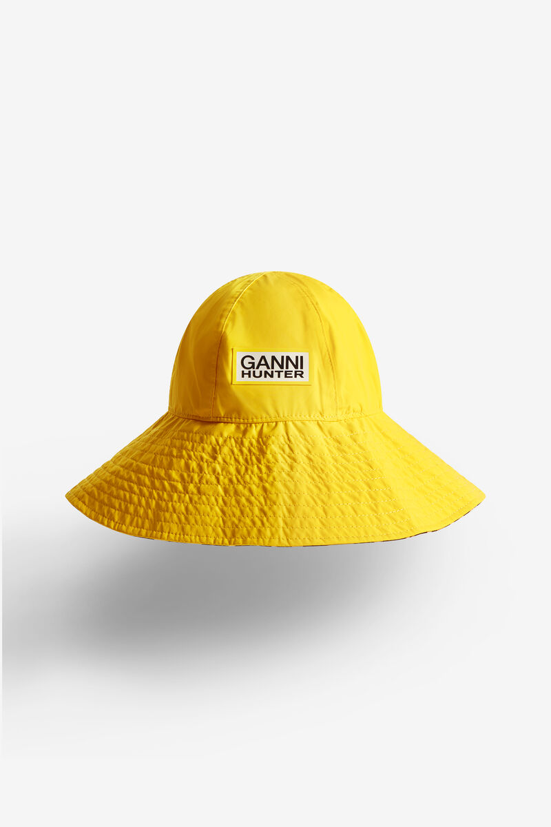 Water Resistant Bucket Hat, Recycled Polyester, in colour Lemon - 2 - GANNI
