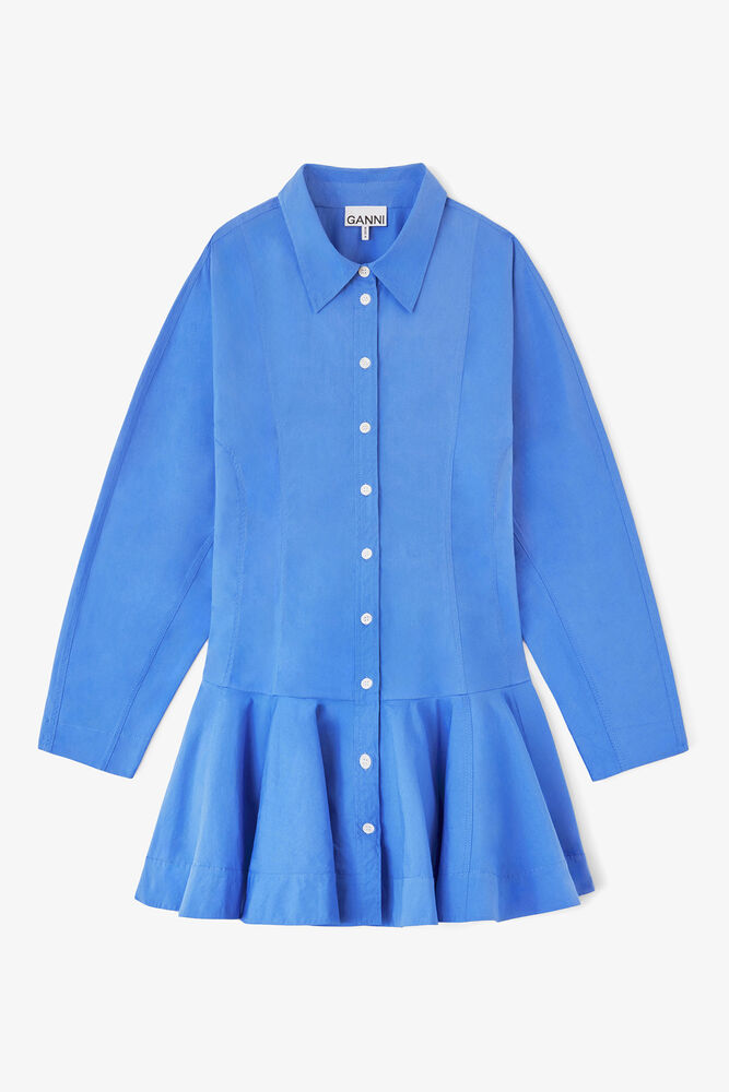Shirt Dress in Blue Cotton, Marina