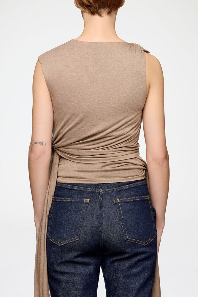 Top in Beige Jersey, Coca Mocha