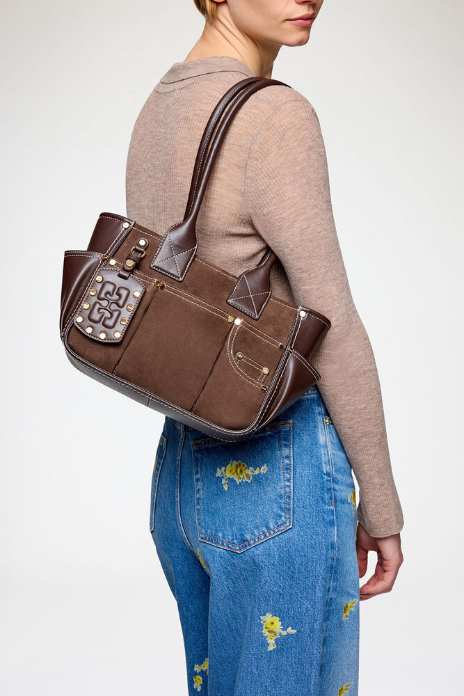 Petit sac en daim marron Posy, Chicory Coffee