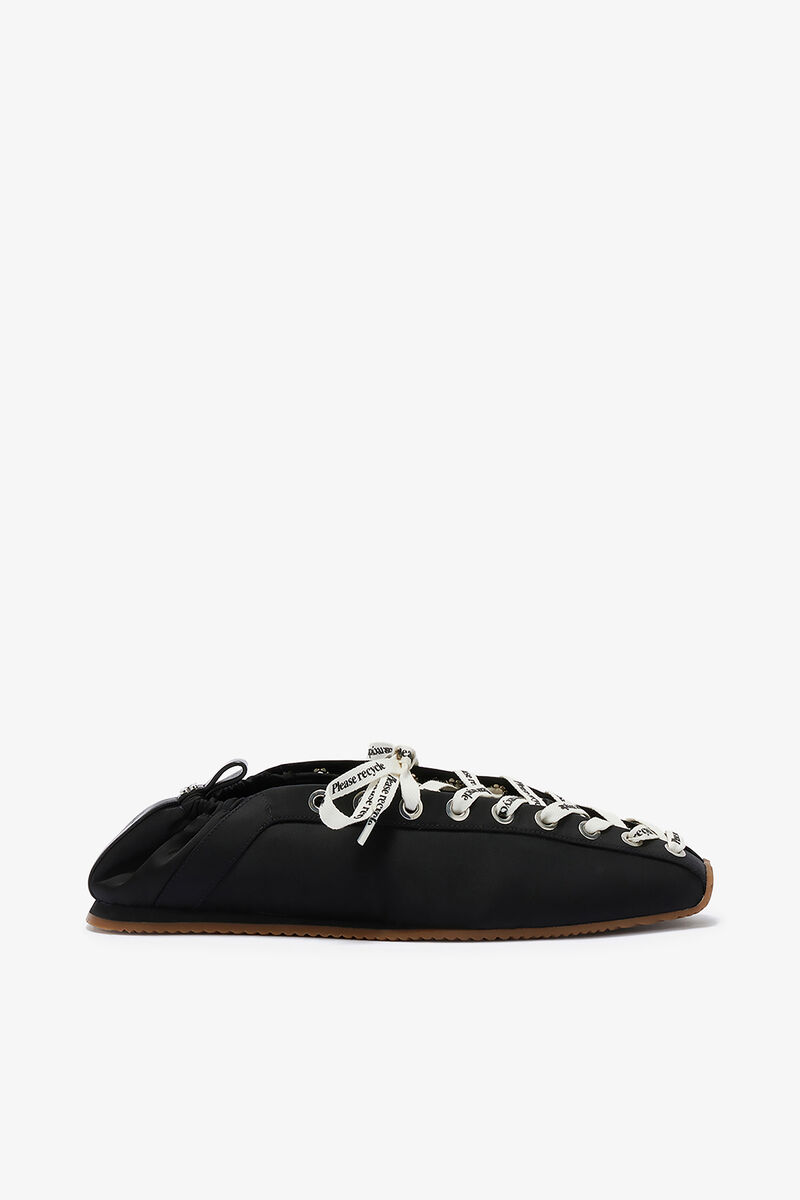 Sporty ballerina noire, Recycled Polyamide, in colour Black - 1 - GANNI