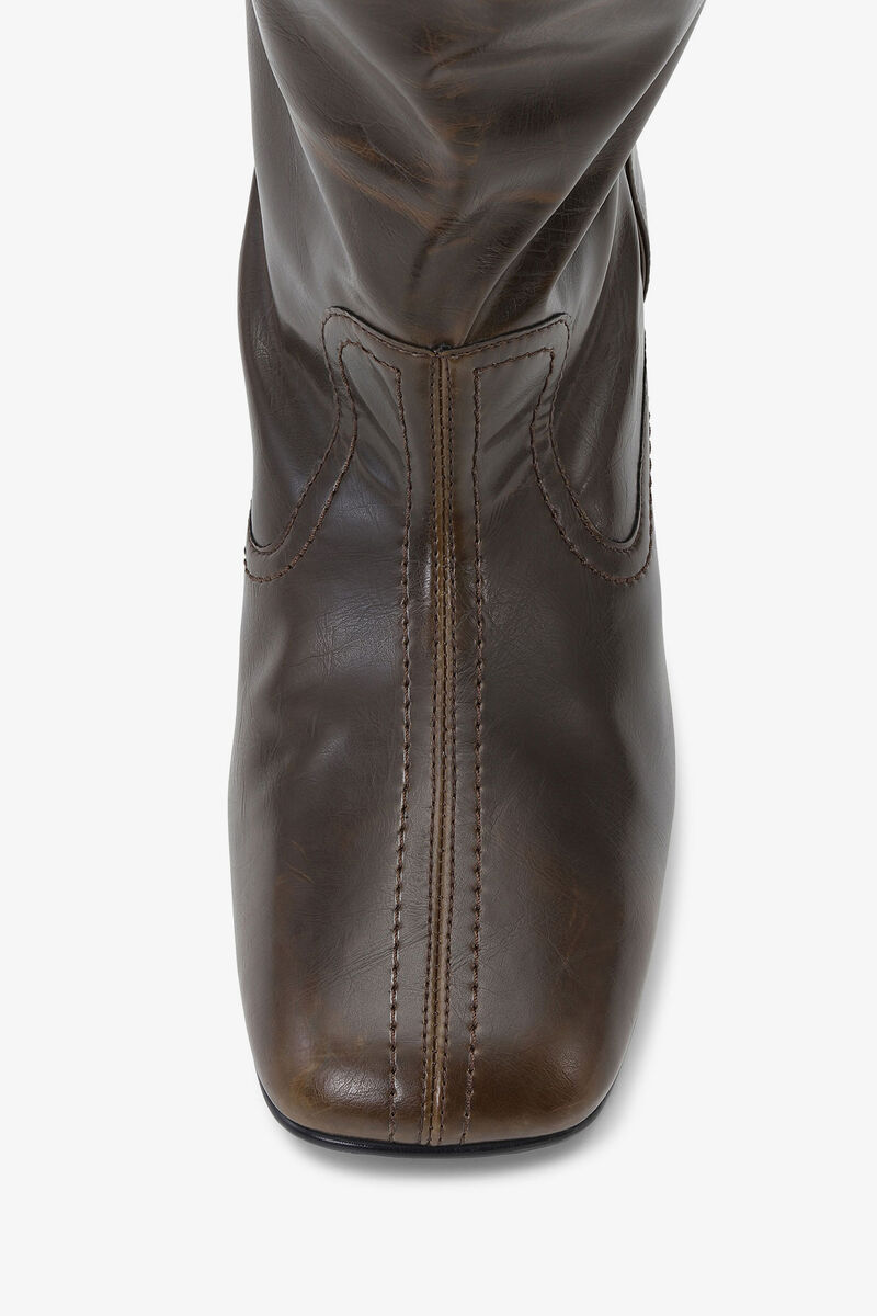 Slouchy Knee Boots in Dark Olive, Oleatex™, in colour Dark Olive - 4 - GANNI