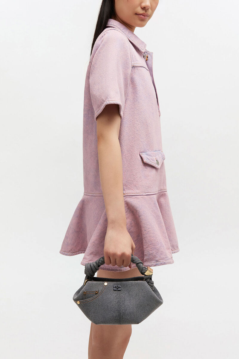 Mini Bou Bag in Denim, Recycled Cotton, in colour Lava Smoke - 1 - GANNI