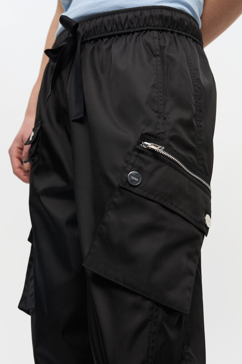 Svarta elastiska byxor i nylon, Recycled Polyamide, in colour Black - 4 - GANNI