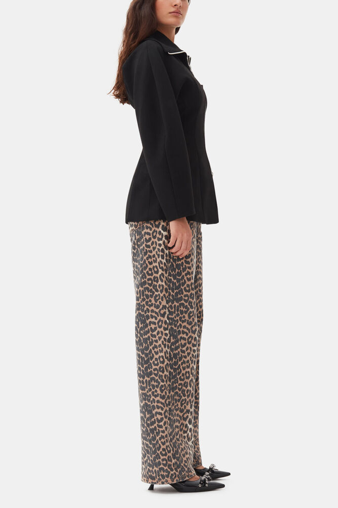 Black Bonded Crepe Curve Sleeve Jacket, Black