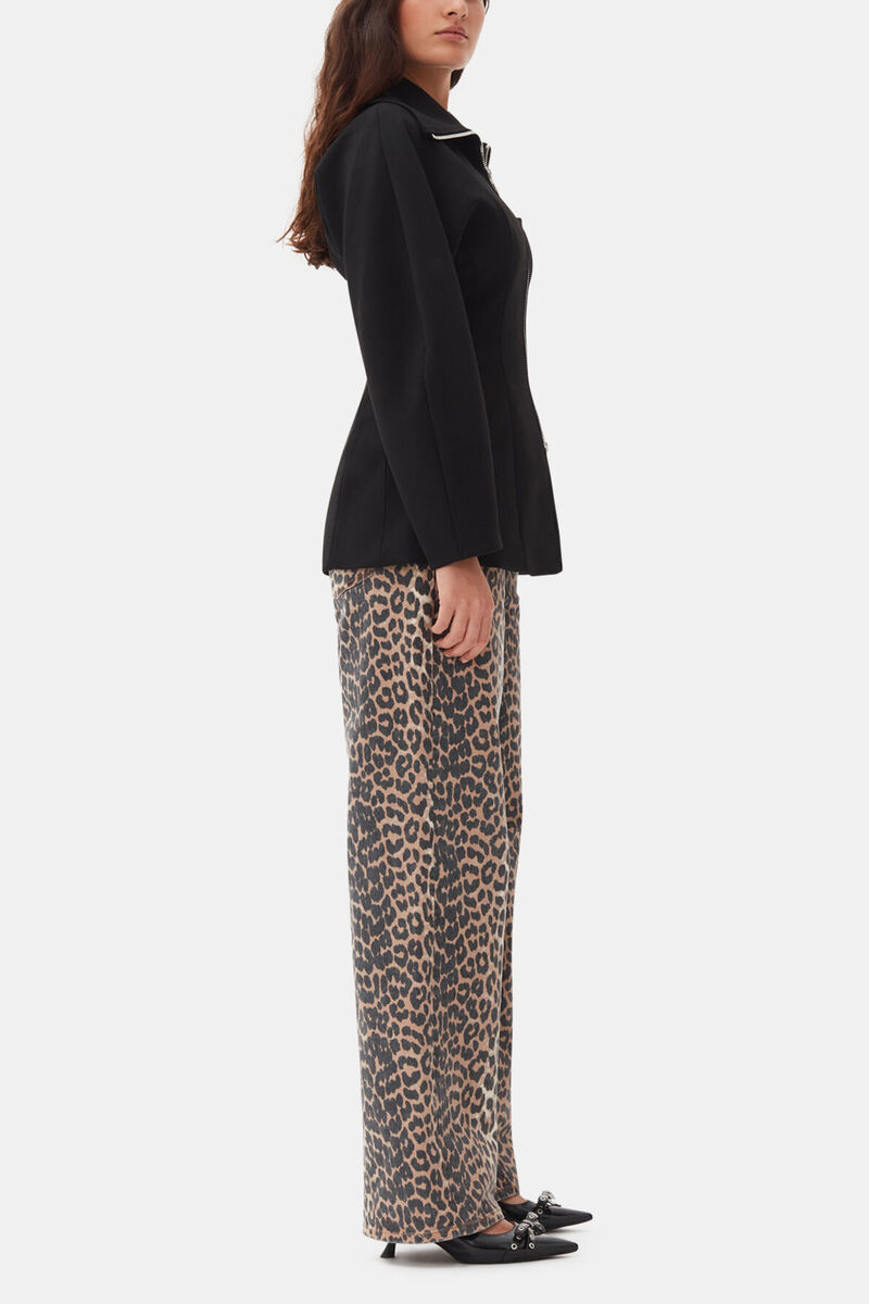 Black Bonded Crepe Curve Sleeve Jacket, Recycled Polyester, in colour Black - 3 - GANNI