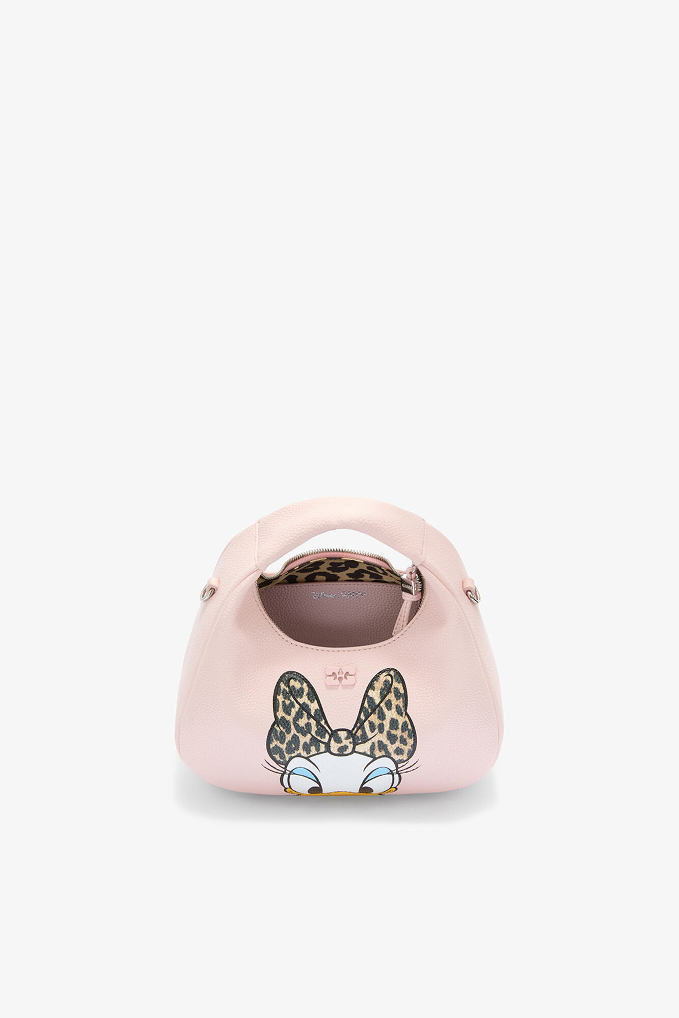 Daisy Duck Mini Hobo Bag in Grained Pink, Recycled Polyester, in colour Chalk Pink - 3 - GANNI