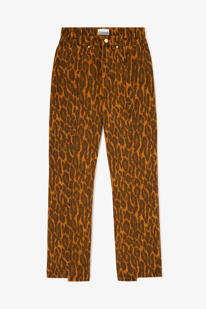 Uppvikta jeans i leoparddenim, Autumn Maple
