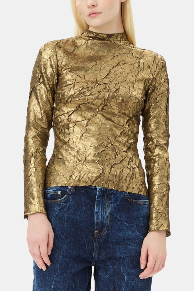 Gold Long-sleeve Blouse, Gold