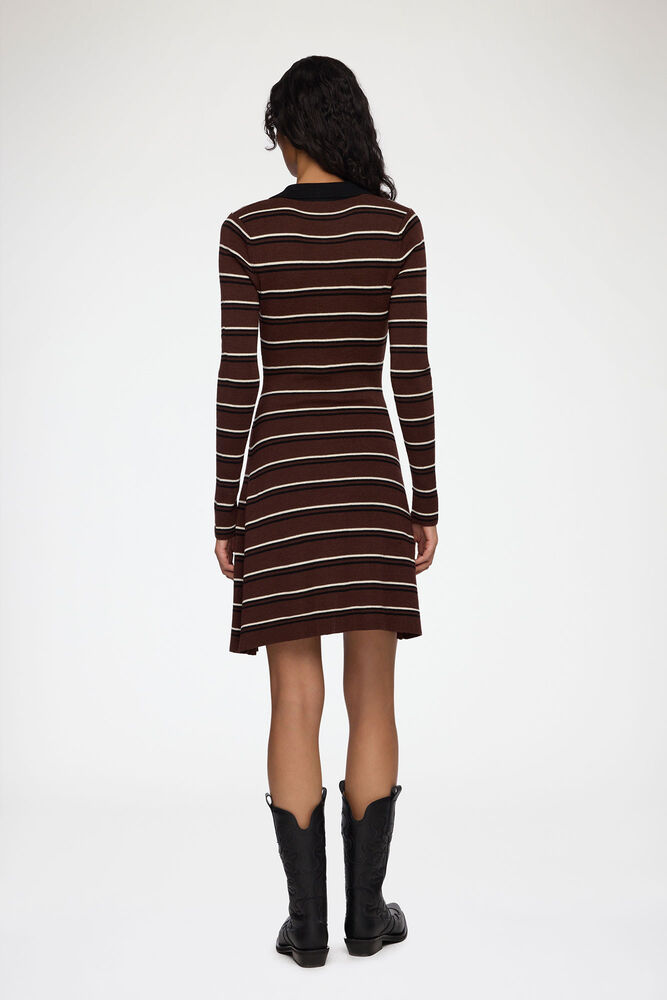 Polo Dress in Striped Merino, Multicolour