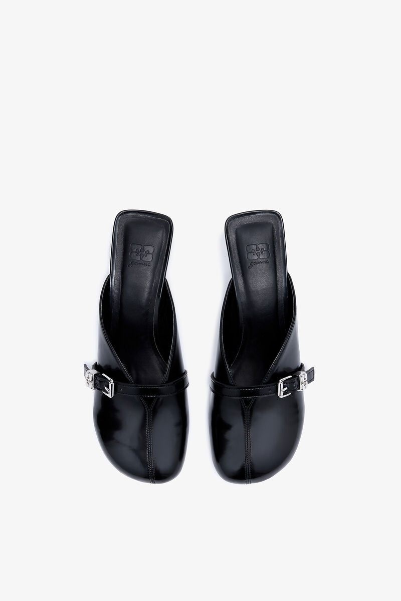 Sue-Pantoletten mit Absatz in Schwarz Oleatex, Oleatex™, in colour Black - 1 - GANNI