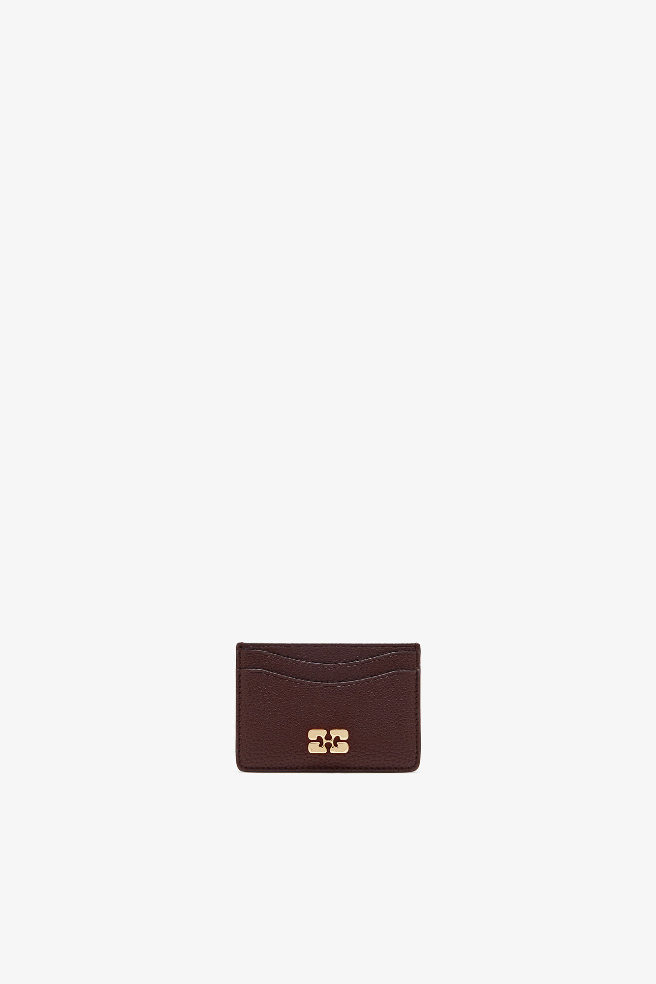 Bou Card Holder in Grained Brown, Recycled Polyester, in colour Chicory Coffee - 1 - GANNI