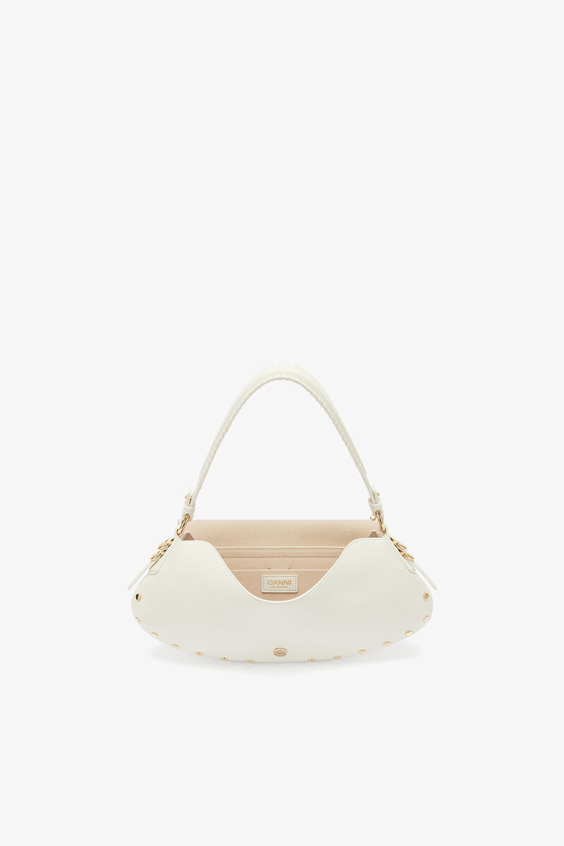 Sac B-Kat à clous blanc, Recycled Leather, in colour Egret - 3 - GANNI