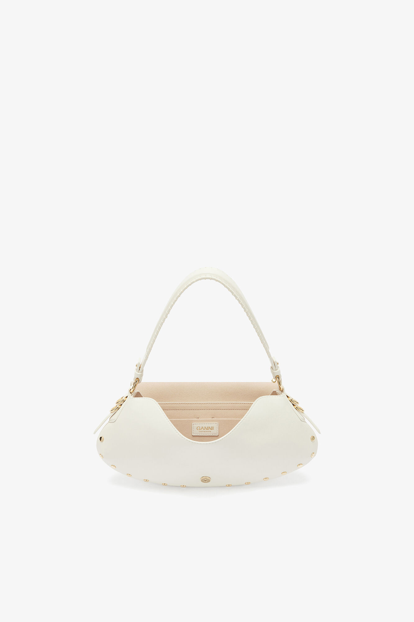 Sac B-Kat à clous blanc, Recycled Leather, in colour Egret - 3 - GANNI