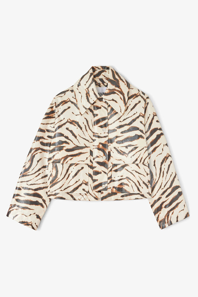 Jacket in Laminated Zebra, Egret