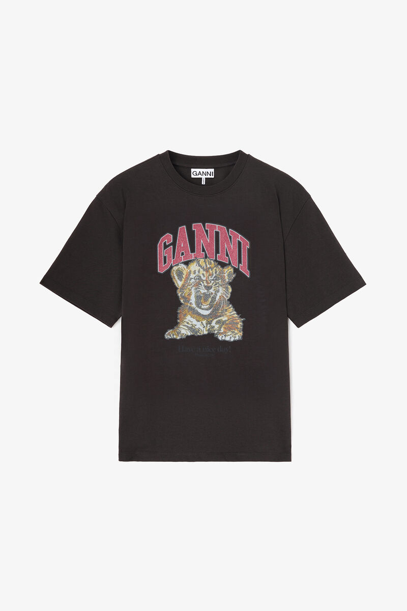 タイガー Tシャツ, Organic Cotton, in colour Phantom - 1 - GANNI