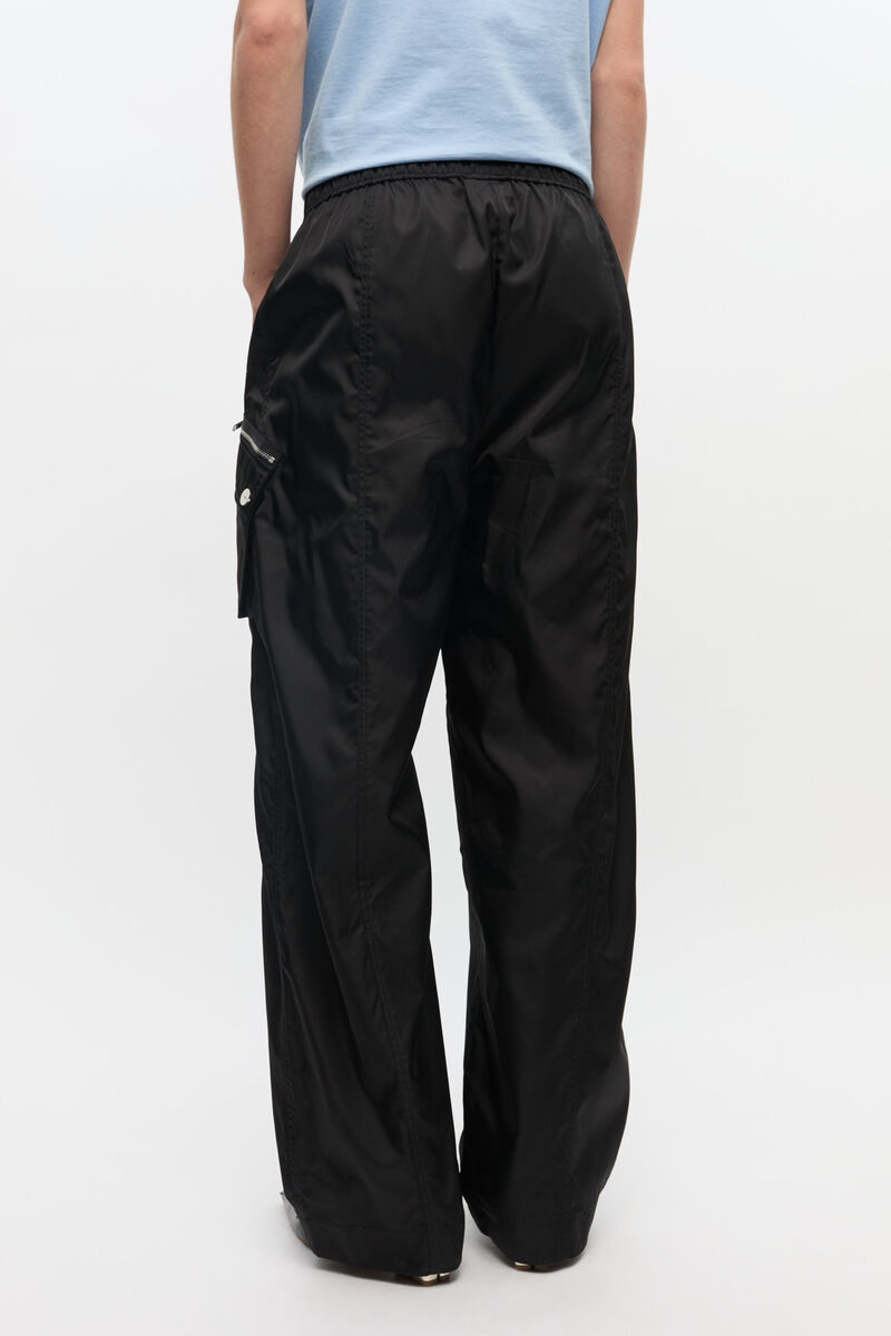 Svarta elastiska byxor i nylon, Recycled Polyamide, in colour Black - 3 - GANNI