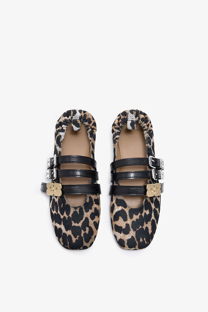 Sue Triple Ballerina in Leopard, Almond Milk