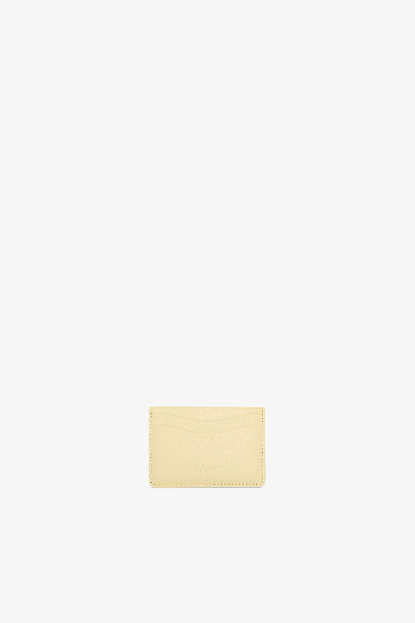Bou Card Holder in Yellow, Recycled Leather, in colour Yellow Cream - 2 - GANNI