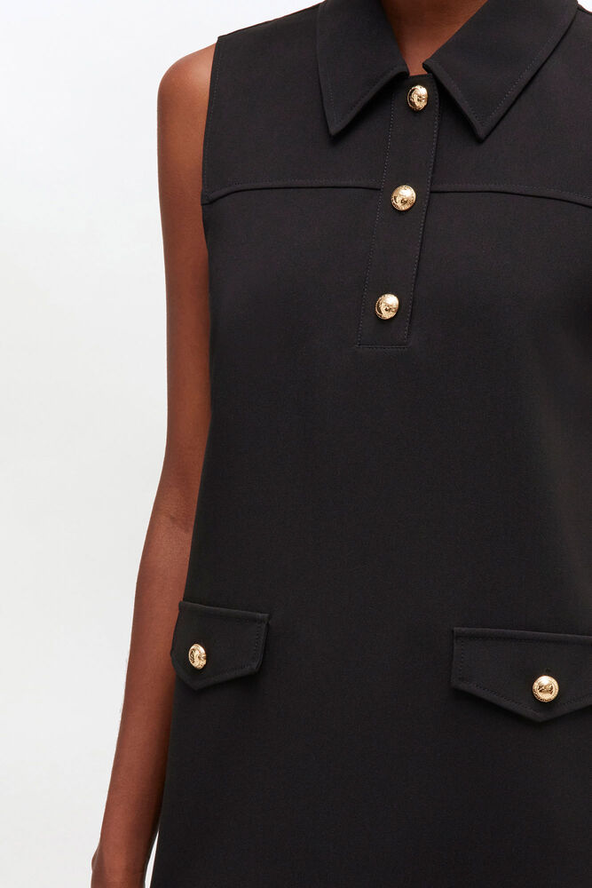 Black Twill Suiting Mini Dress, Black
