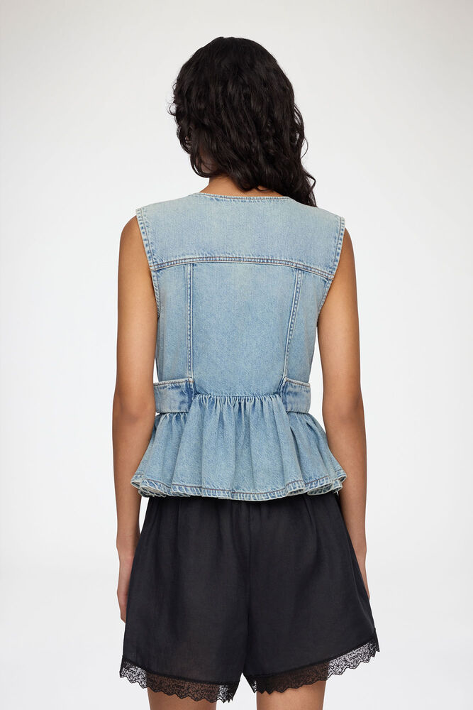 Vest in Lightweight Denim, Light Blue Vintage