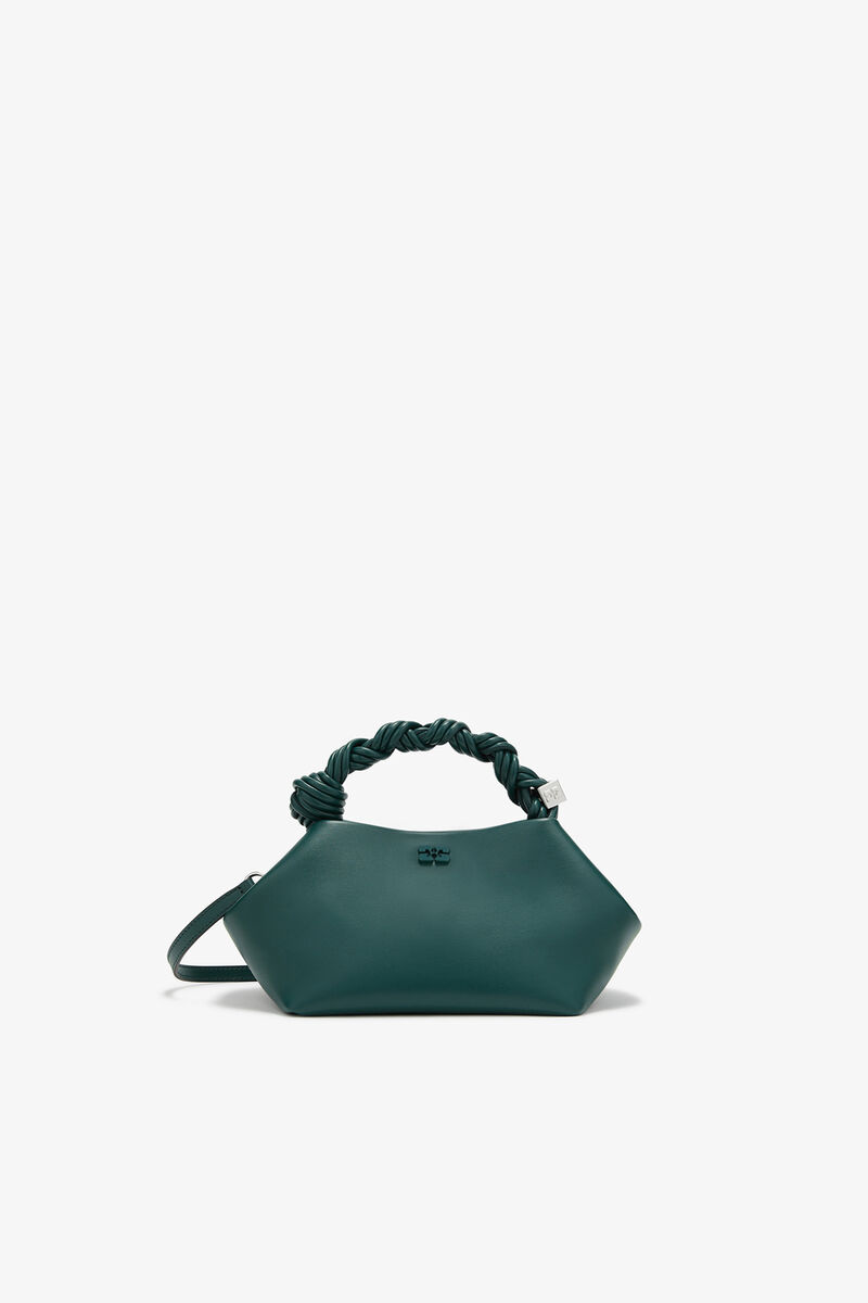 Small Bou Bag in Green, Recycled Leather, in colour Dark Green - 1 - GANNI