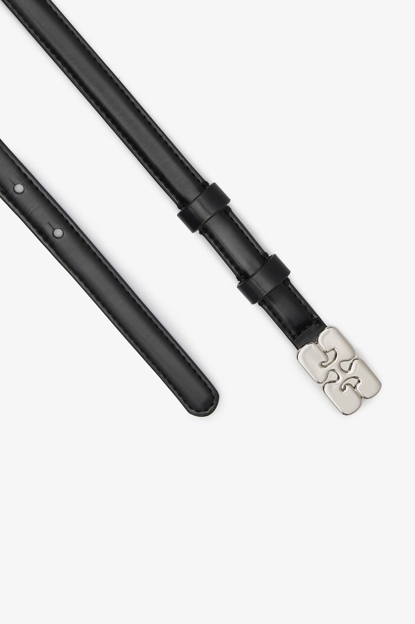 Kat Belt Small in Black Patent, Polyurethane, in colour Black - 2 - GANNI