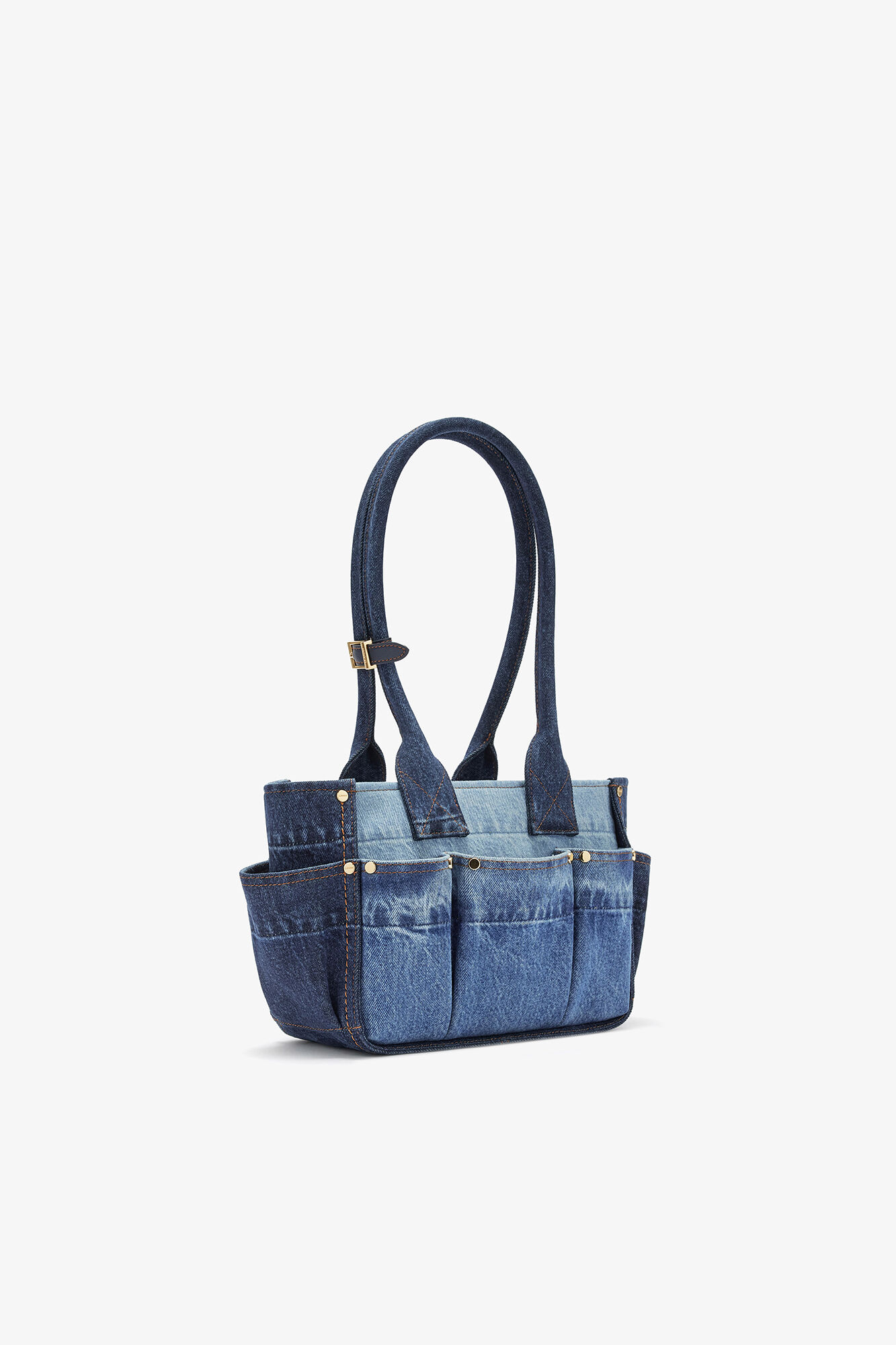 Small Posy Bag in Denim, Organic Cotton, in colour Mid Blue Vintage - 2 - GANNI