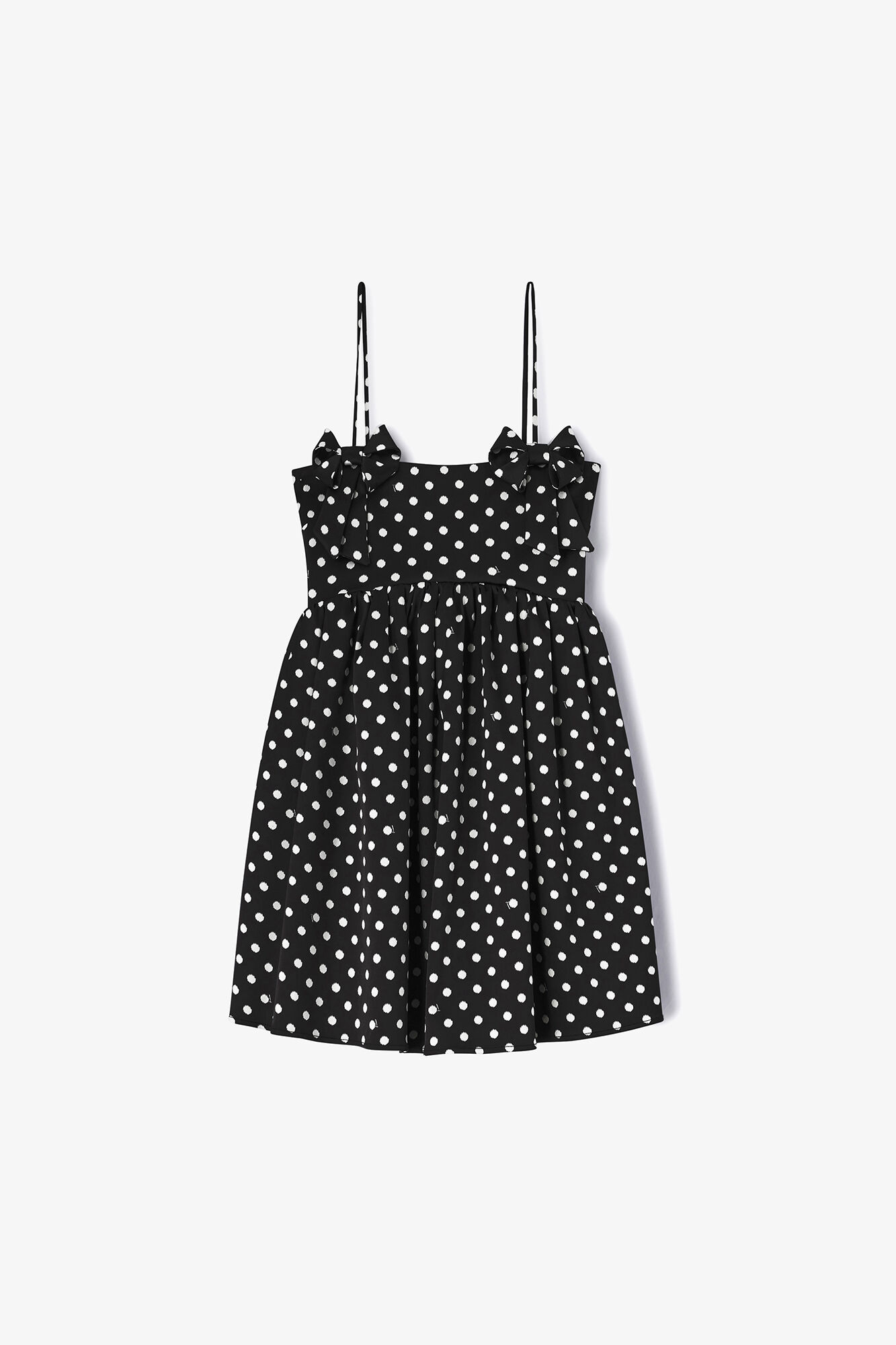 Polka-Dot Satin Mini Dress, Recycled Polyester, in colour Black - 1 - GANNI