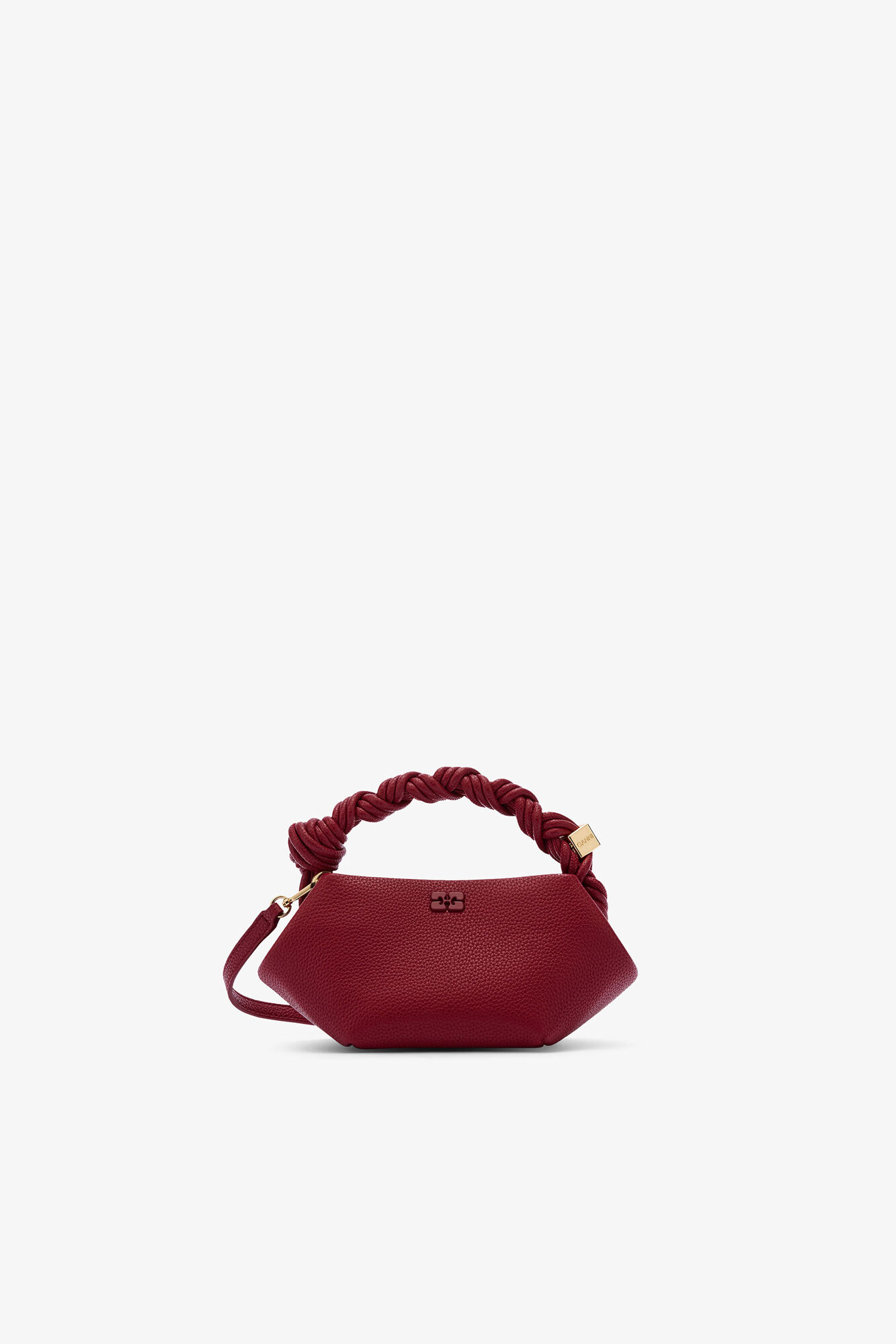 Mini Bou taske i grained rød, Recycled Polyester, in colour Red Dahlia - 1 - GANNI
