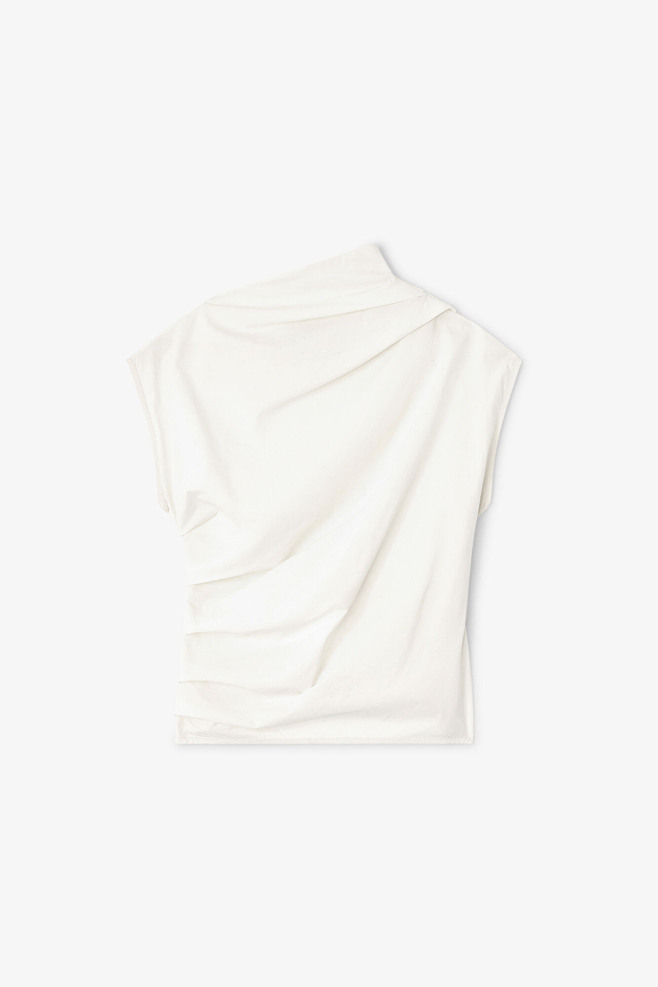 Haut froncé ivoire, Organic Cotton, in colour Egret - 1 - GANNI