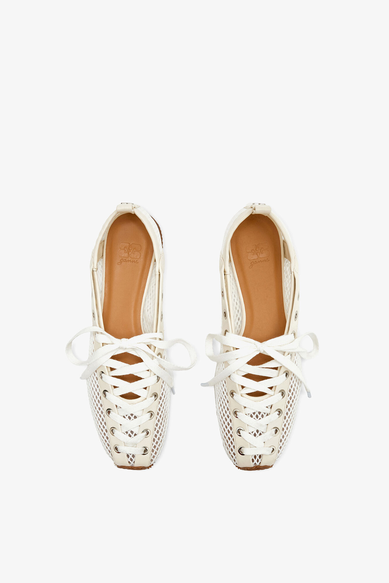Sporty Ballerina（ホワイトメッシュ）, Recycled Polyester, in colour Egret - 3 - GANNI