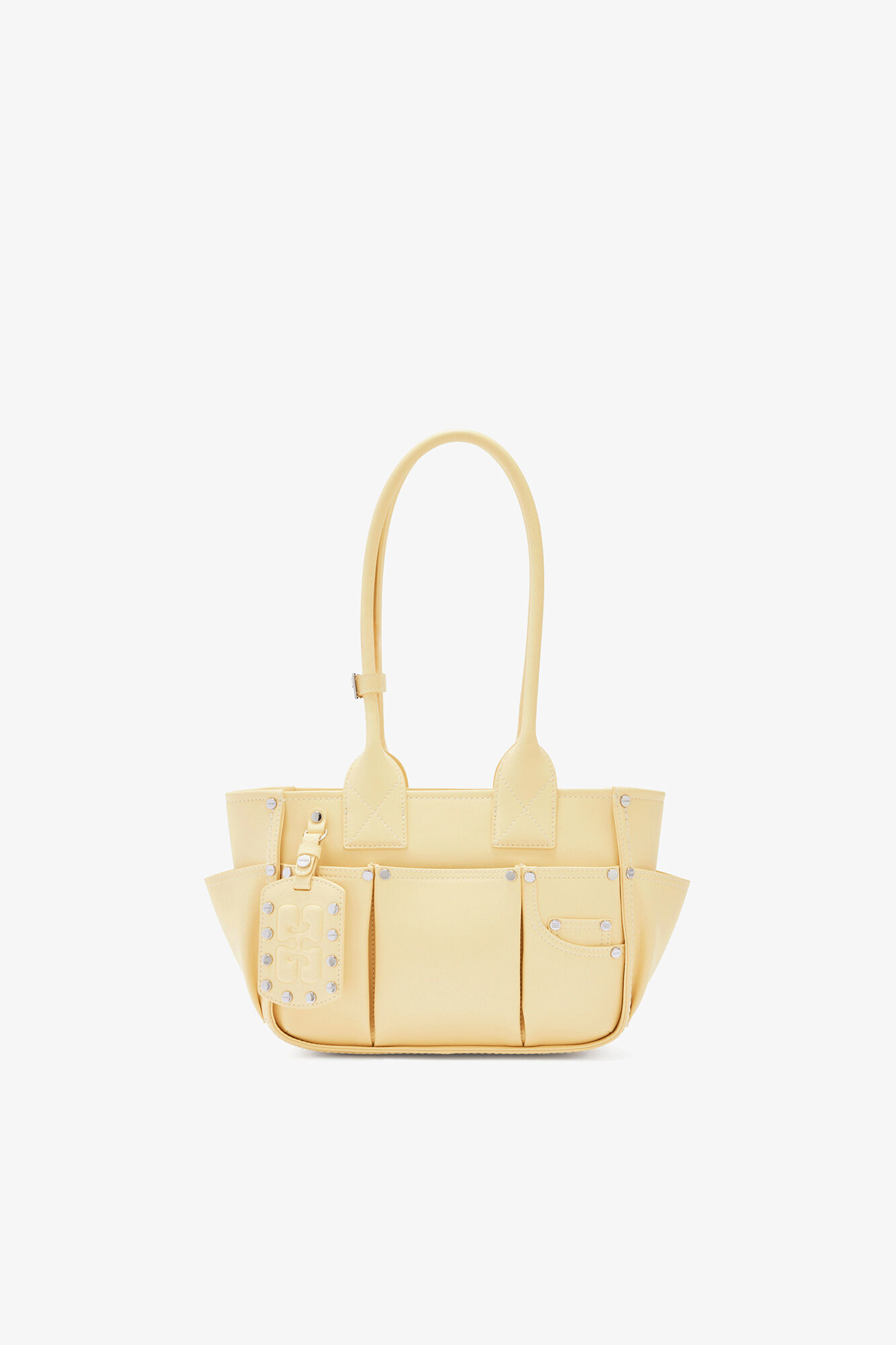 Small Posy Bag in Yellow, Recycled Leather, in colour Yellow Cream - 1 - GANNI