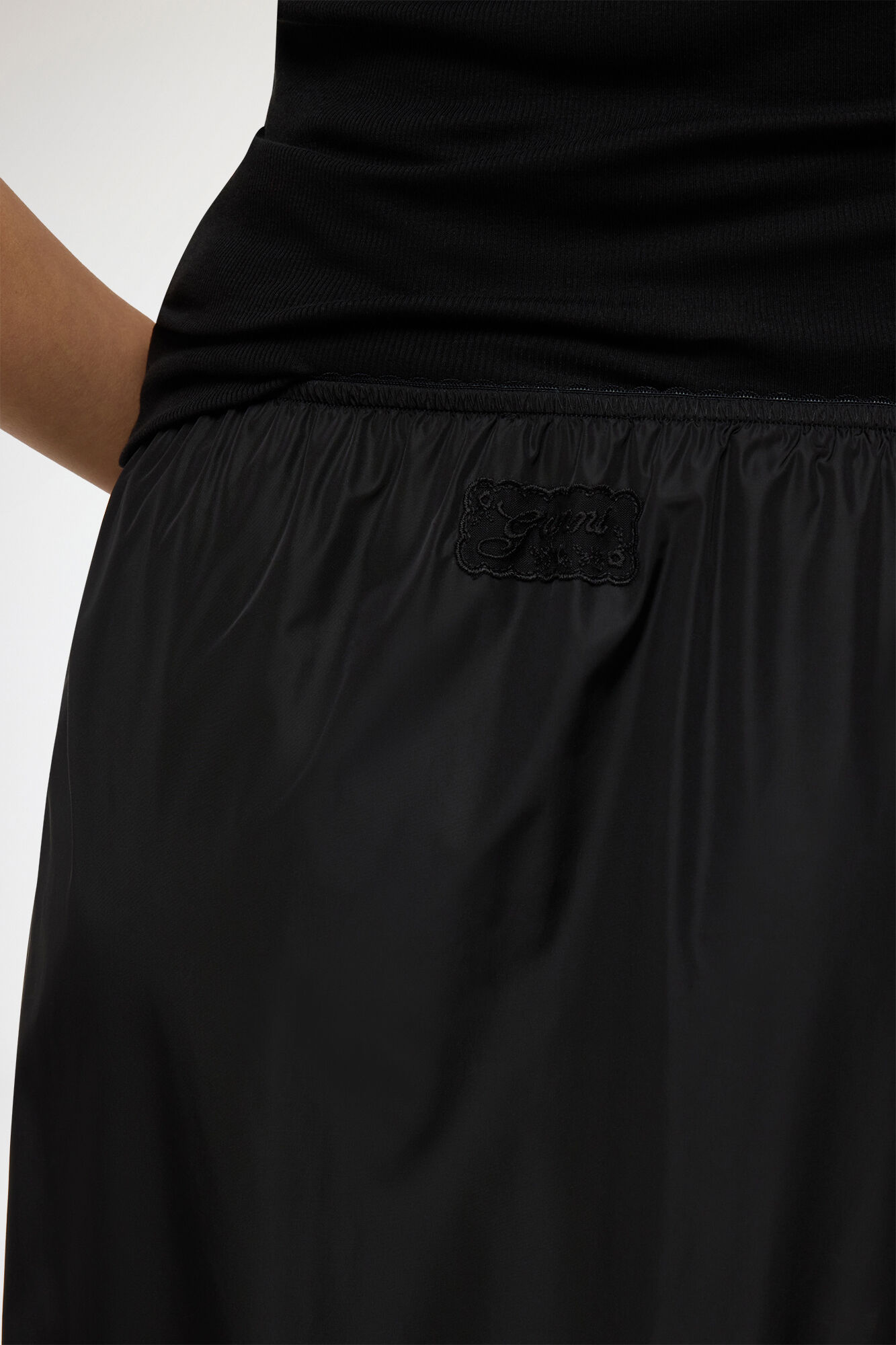 Skirt in Black Nylon, Recycled Polyamide, in colour Black - 4 - GANNI