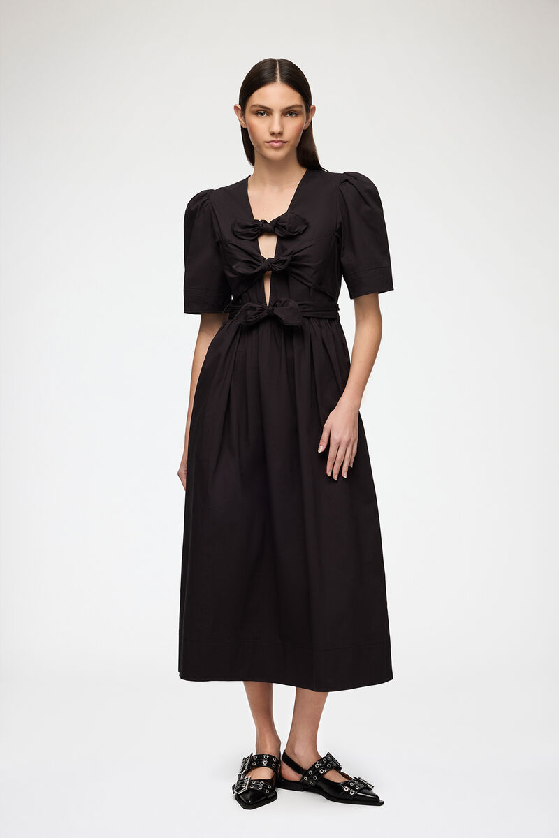 ストレッチコットンのブラックドレス, Elastane, in colour Black - 1 - GANNI